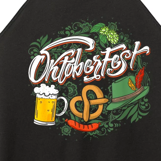 Oktoberfest Funny Beer Hat Pretzel And Edelweiss Women’s Perfect Tri Rocker Tank