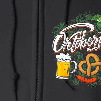 Oktoberfest Funny Beer Hat Pretzel And Edelweiss Full Zip Hoodie