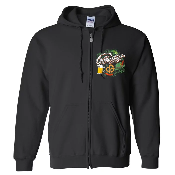 Oktoberfest Funny Beer Hat Pretzel And Edelweiss Full Zip Hoodie