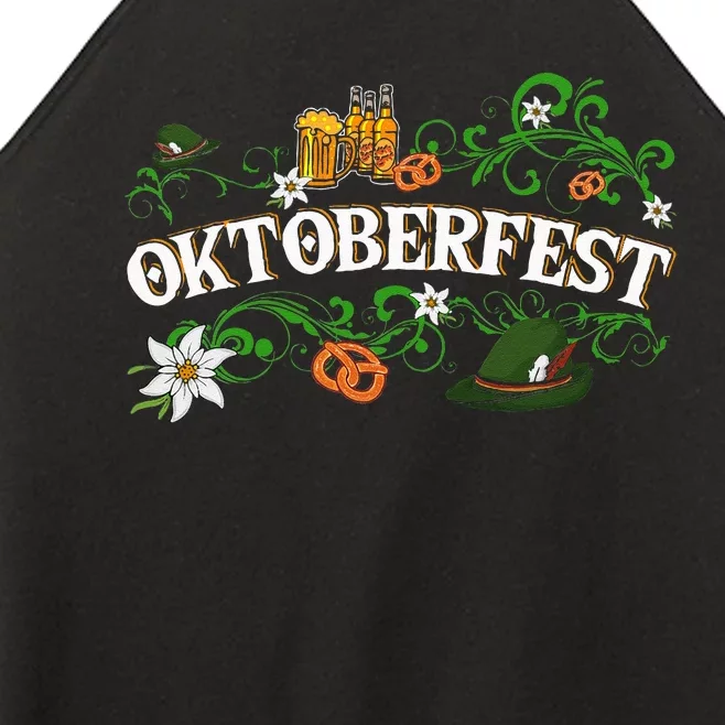 Oktoberfest Funny Beer Hat Pretzel And Edelweiss Women’s Perfect Tri Rocker Tank