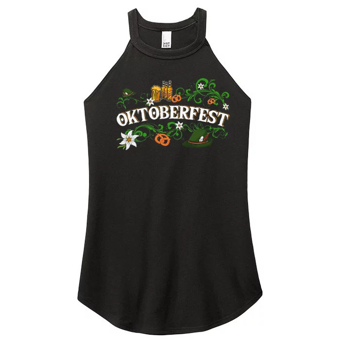 Oktoberfest Funny Beer Hat Pretzel And Edelweiss Women’s Perfect Tri Rocker Tank