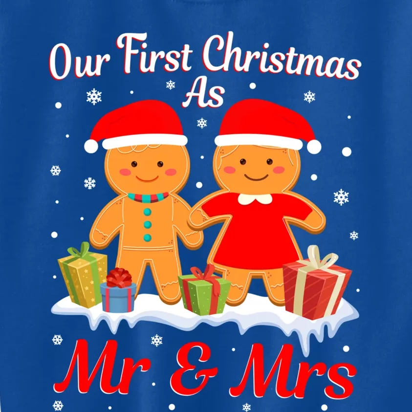 Our First Christmas As Mr And Mrs New Couple Christmas Meaningful Gift Kids Sweatshirt