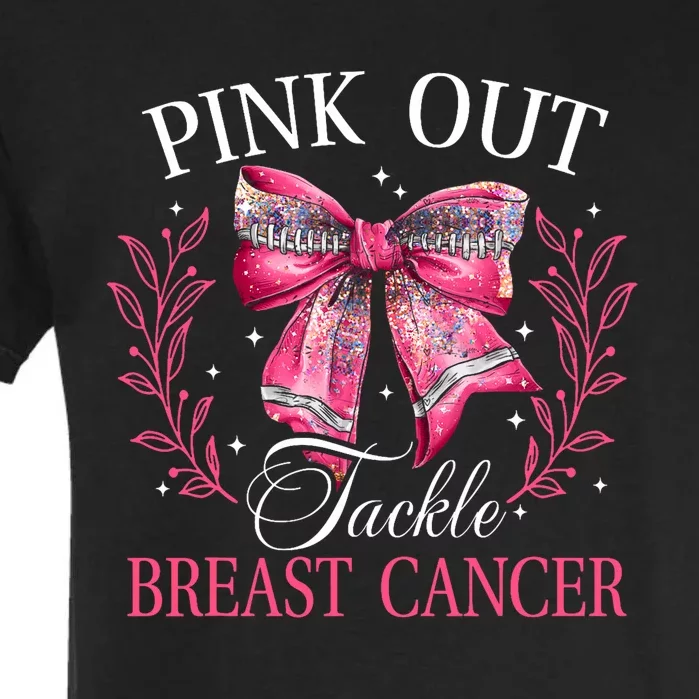 Out Football Coquette Bow Breast Cancer Awareness Garment-Dyed Heavyweight T-Shirt