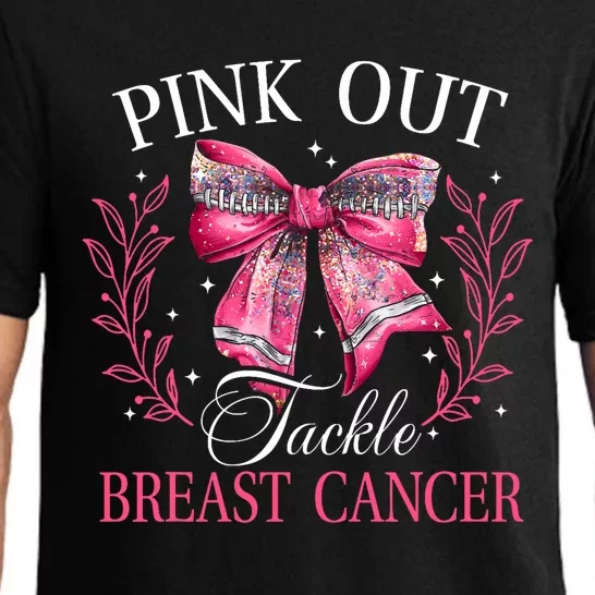 Out Football Coquette Bow Breast Cancer Awareness Pajama Set