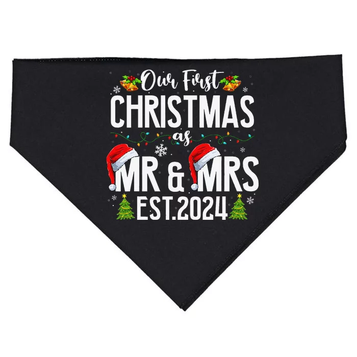 Our First Christmas As Mr & Mrs 2024 Married Couples Pajamas USA-Made Doggie Bandana