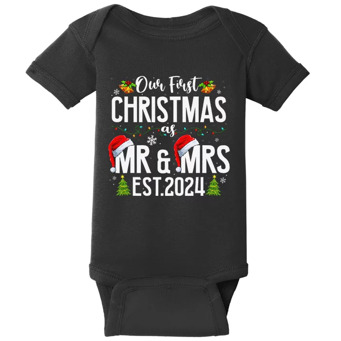 Our First Christmas As Mr & Mrs 2024 Married Couples Pajamas Baby Bodysuit