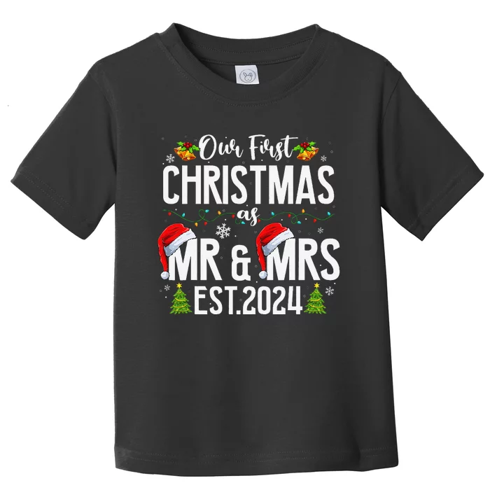 Our First Christmas As Mr & Mrs 2024 Married Couples Pajamas Toddler T-Shirt