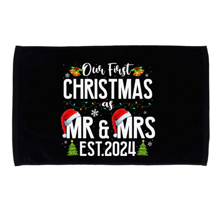 Our First Christmas As Mr & Mrs 2024 Married Couples Pajamas Microfiber Hand Towel