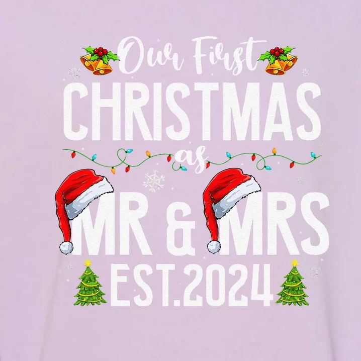 Our First Christmas As Mr & Mrs 2024 Married Couples Pajamas Garment-Dyed Sweatshirt