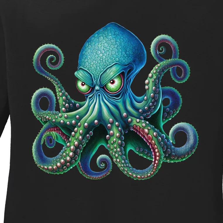 Octopus Fun Cephalopod Sea Creatures Kraken Octopus Ladies Long Sleeve Shirt