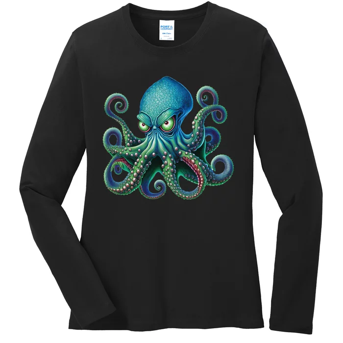 Octopus Fun Cephalopod Sea Creatures Kraken Octopus Ladies Long Sleeve Shirt