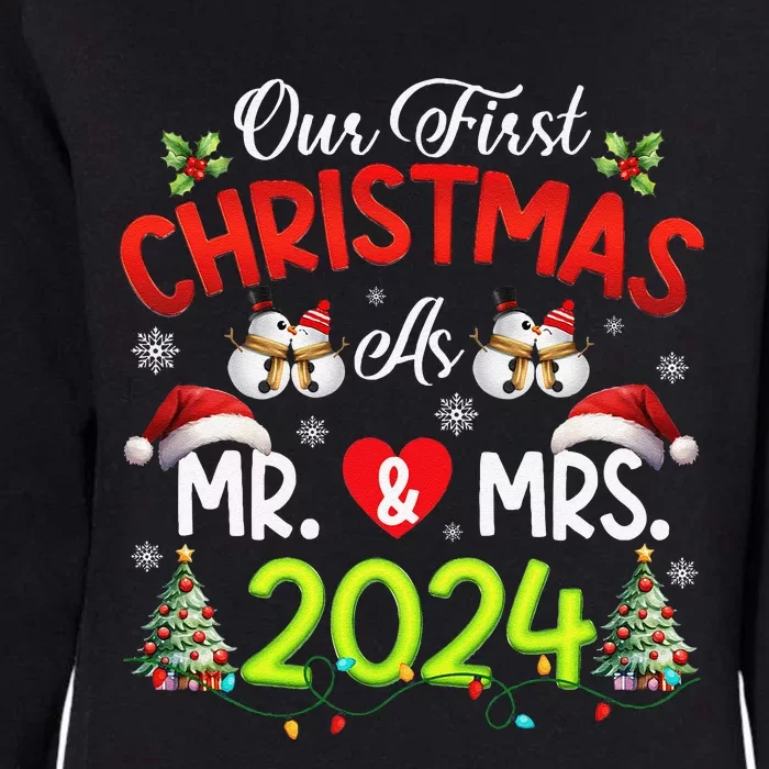 Our First Christmas As Mr & Mrs 2024 Couples Engaged Pajamas Womens California Wash Sweatshirt