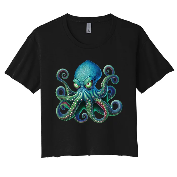 Octopus Fun Cephalopod Sea Creatures Kraken Octopus Women's Crop Top Tee