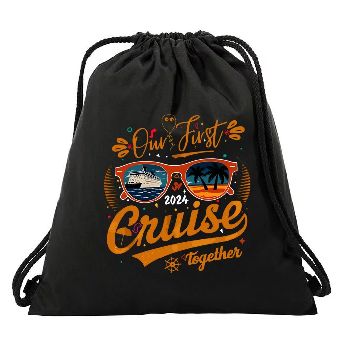 Our First Cruise 2024 Together Couple Family Matching Cruise Drawstring Bag