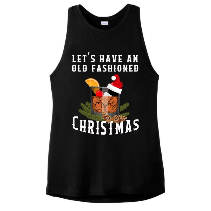 Old Fashioned Christmas Funny Bourbon Whiskey Cocktail Gift Ladies Tri-Blend Wicking Tank