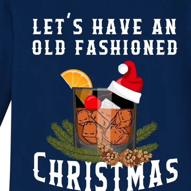 Old Fashioned Christmas Funny Bourbon Whiskey Cocktail Gift Baby Long Sleeve Bodysuit