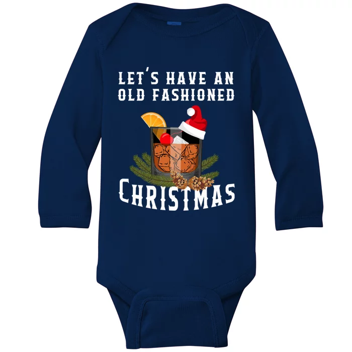 Old Fashioned Christmas Funny Bourbon Whiskey Cocktail Gift Baby Long Sleeve Bodysuit