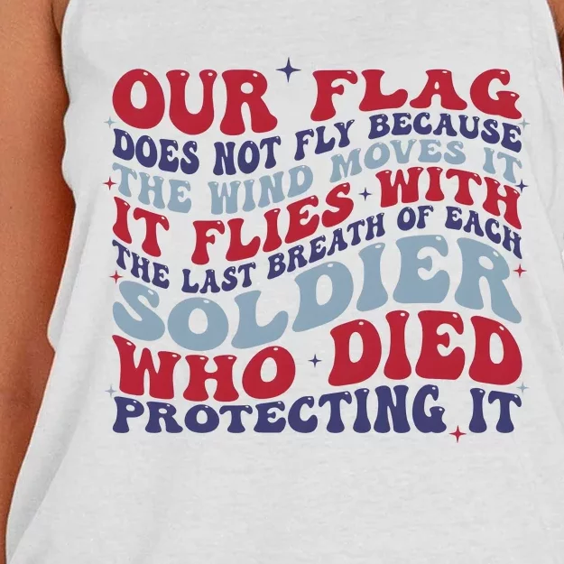 Our Flag Does Not Fly Because The Wind Moves It Women's Knotted Racerback Tank