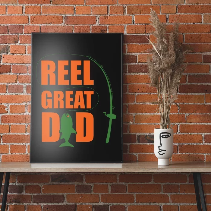 Orange Father`s Day Design For Fisherman Reel Great Dad Poster