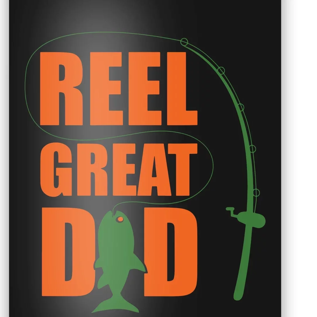 Orange Father`s Day Design For Fisherman Reel Great Dad Poster