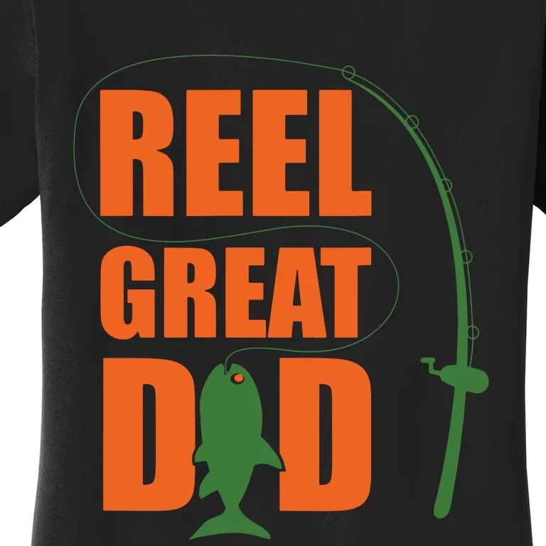 Orange Father`s Day Design For Fisherman Reel Great Dad Women's T-Shirt