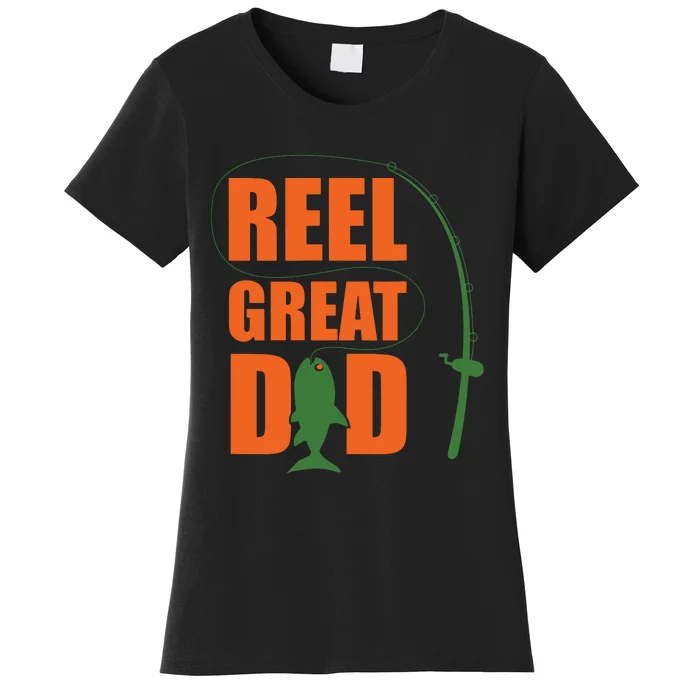 Orange Father`s Day Design For Fisherman Reel Great Dad Women's T-Shirt