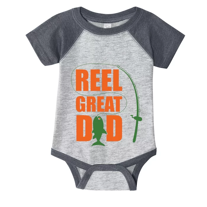 Orange Father`s Day Design For Fisherman Reel Great Dad Infant Baby Jersey Bodysuit