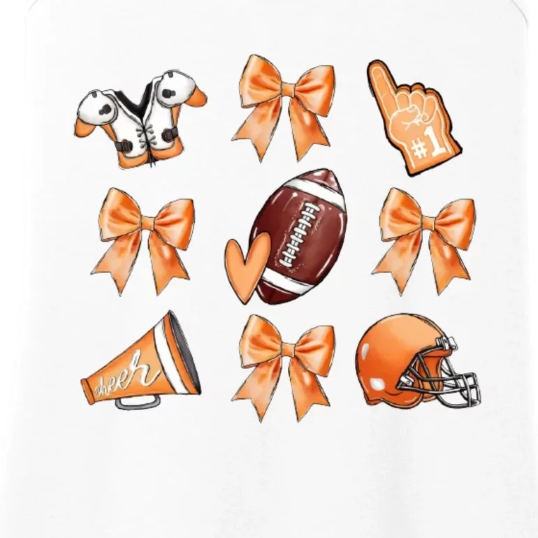 Orange Football Design Touchdown Season Coquette Football Ladies Essential Tank