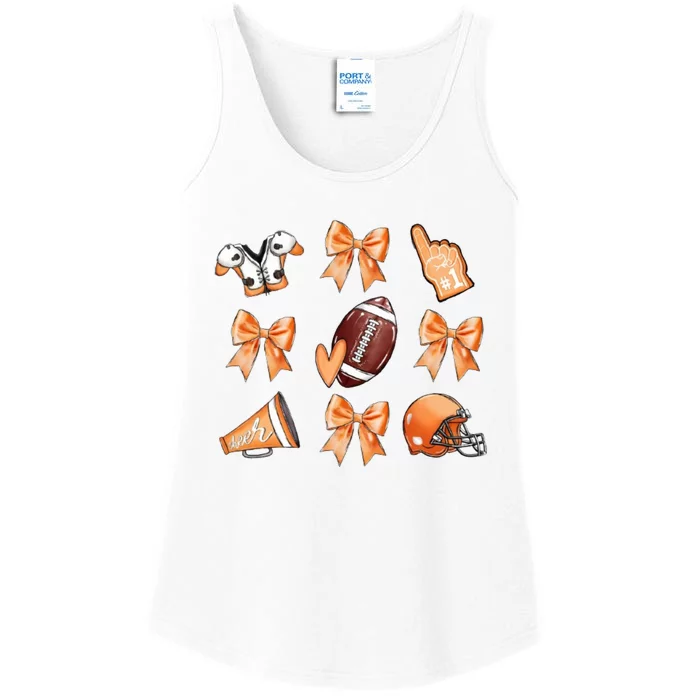 Orange Football Design Touchdown Season Coquette Football Ladies Essential Tank