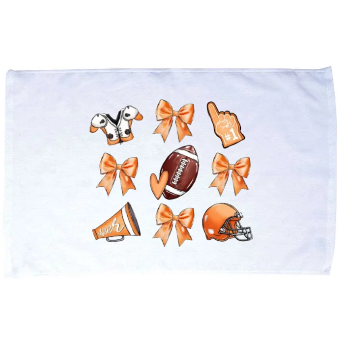 Orange Football Design Touchdown Season Coquette Football Microfiber Hand Towel