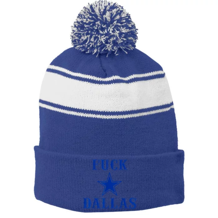 Official Fuck Dallas Western Style Design Stripe Pom Pom Beanie