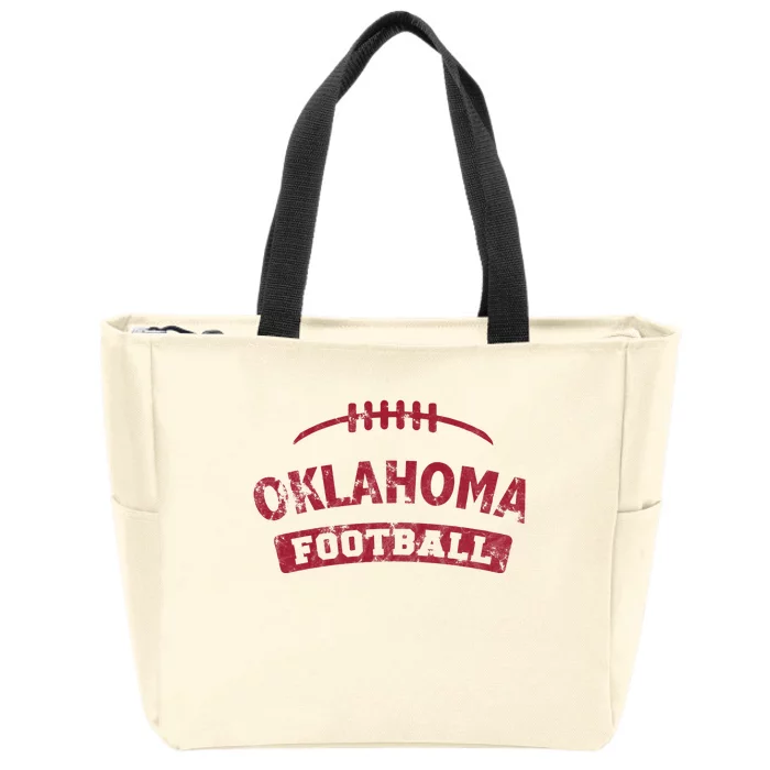 Oklahoma Football Distressed Zip Tote Bag