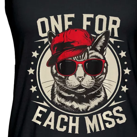 One For Each Miss Cat With Hat In Red And Sunglasses Ladies Essential Flowy Tank