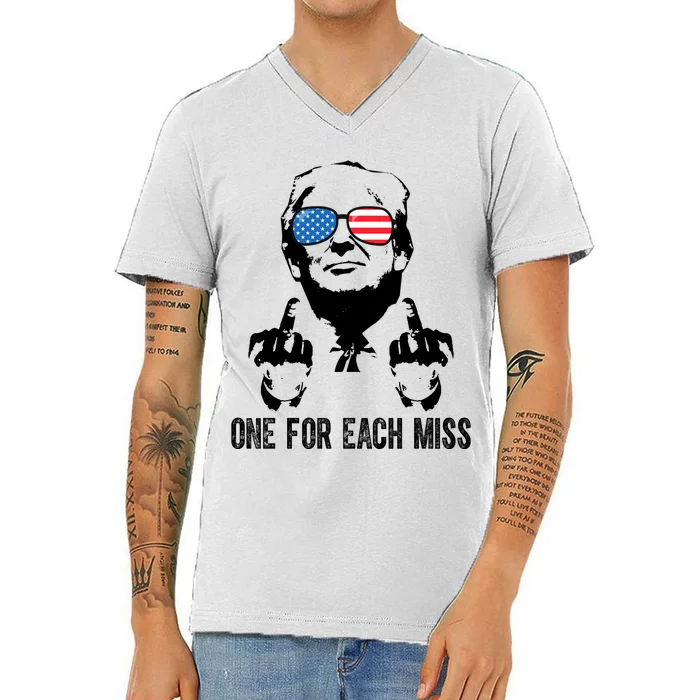 One For Each Miss Donald Trump Middle Finger Usa Funny V-Neck T-Shirt