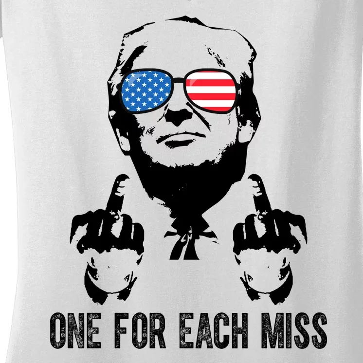 One For Each Miss Donald Trump Middle Finger Usa Funny Women's V-Neck T-Shirt