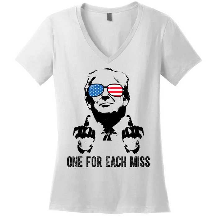 One For Each Miss Donald Trump Middle Finger Usa Funny Women's V-Neck T-Shirt