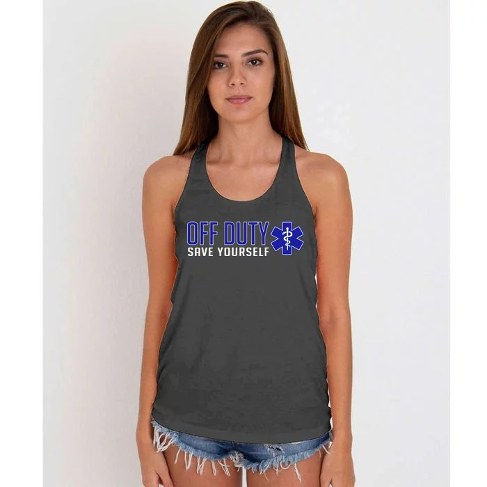 Off Duty Save Yourself EMT Women's Knotted Racerback Tank