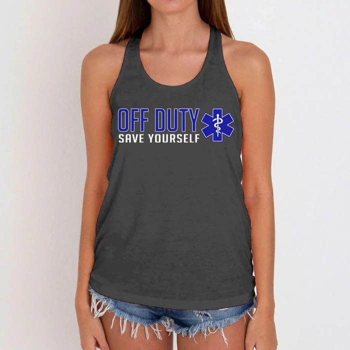 Off Duty Save Yourself EMT Women's Knotted Racerback Tank