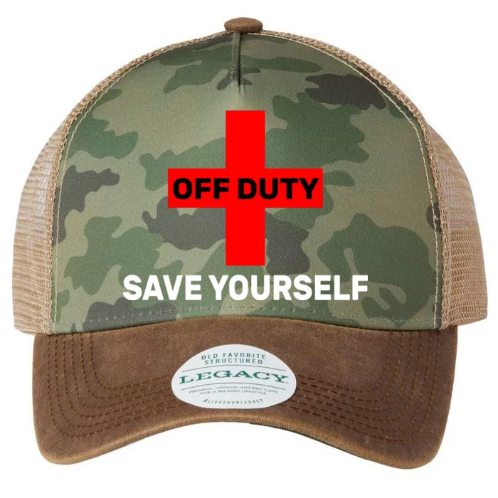 Off Duty Save Yourself Funny Lifeguard Legacy Tie Dye Trucker Hat