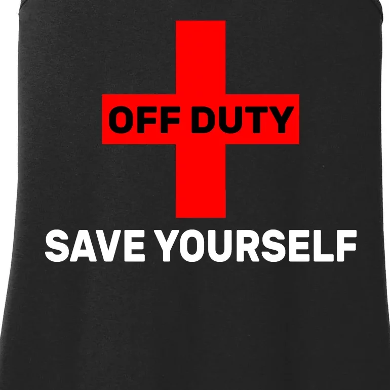 Off Duty Save Yourself Funny Lifeguard Ladies Essential Tank