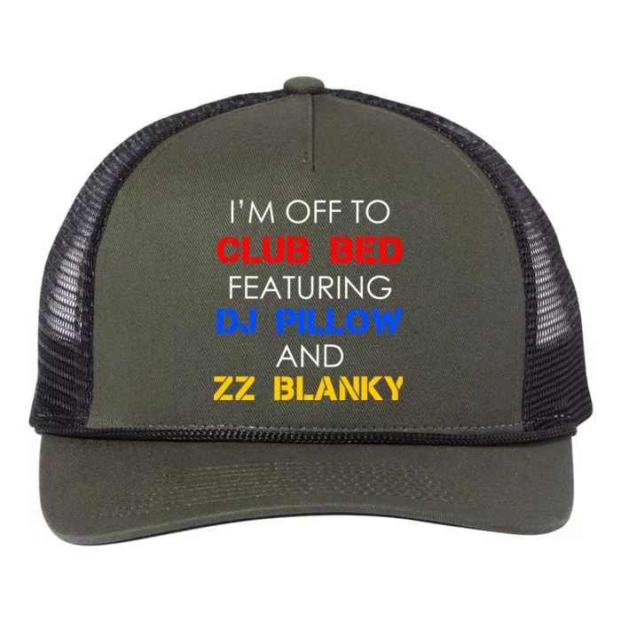 Off To Club Bed Featuring DJ Pillow and ZZ Blanky Retro Rope Trucker Hat Cap