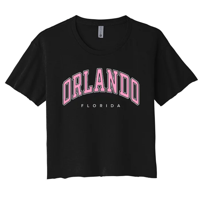 Orlando Florida Fl Varsity Style Text Women's Crop Top Tee