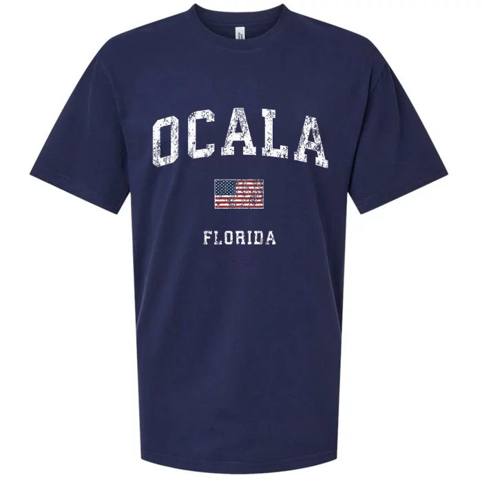 Ocala Florida Fl Vintage American Flag Sueded Cloud Jersey T-Shirt