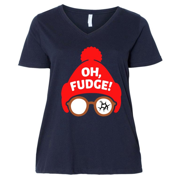 Oh Fudge Funny Christmas Women's V-Neck Plus Size T-Shirt