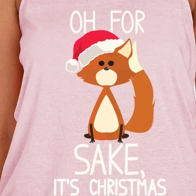 Oh For Fox Sake Its Christmas Meaningful Gift Women's Knotted Racerback Tank