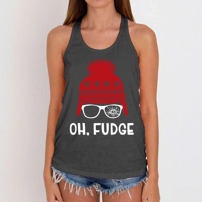 Oh Fudge Funny Christmas Saying Vintage Xmas Funny Gift Women's Knotted Racerback Tank