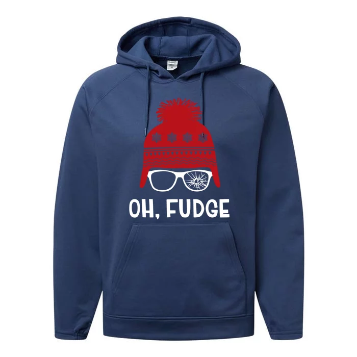 Oh Fudge Funny Christmas Saying Vintage Xmas Funny Gift Performance Fleece Hoodie