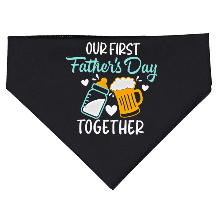 Our First Fathers Day Together Father And Baby Matching Family USA-Made Doggie Bandana