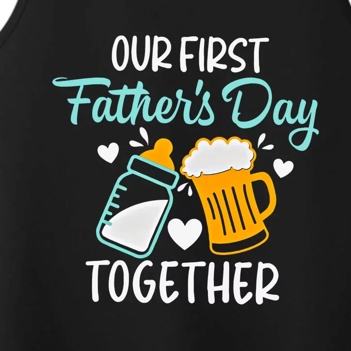 Our First Fathers Day Together Father And Baby Matching Family Performance Tank