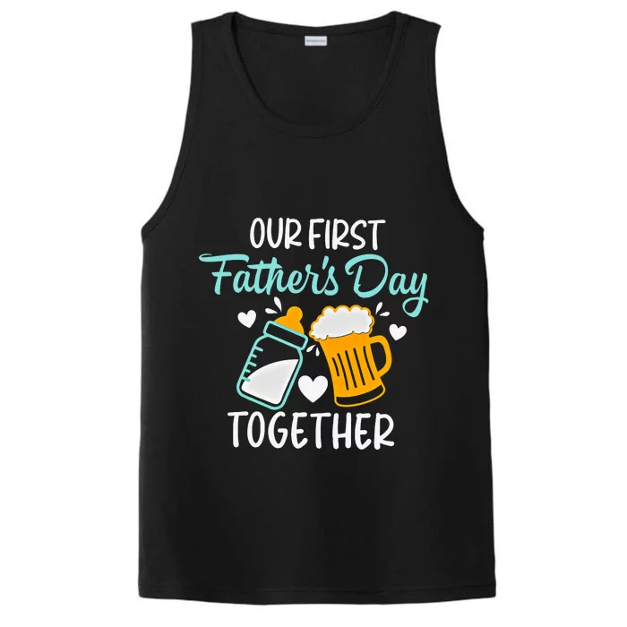 Our First Fathers Day Together Father And Baby Matching Family Performance Tank